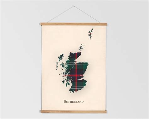 Clan Sutherland Old Scottish Tartan Map Sutherland Old Wall Decor ...