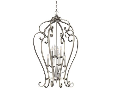 Group 3 - Monroe Collection - 2-Story Foyer Chandelier Foyer Cage in Brushed Nickel Lantern ...