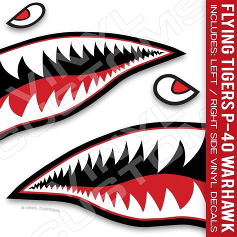 Flying Tiger Decal Shark Teeth Decal P-40 Warhawk (12" inches - 1 Pair): Buy Online in UAE at ...