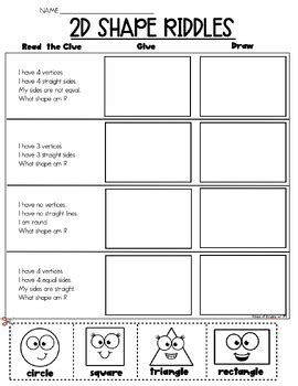 What Am I? (Math} Shape Riddles for 2D Shapes by Class of Kinders