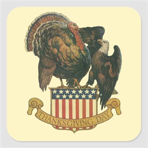 two turkeys on top of an american flag with the words thanksgiving day written below