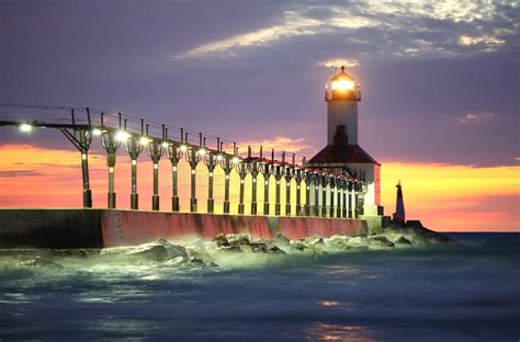 Michigan City Lighthouse, Michigan City, Indiana Stock Image - Image of ...