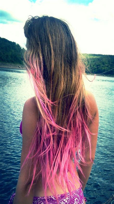 Pink ombre dip dyed hair color | Dip dye hair, Dipped hair, Dark blonde ...