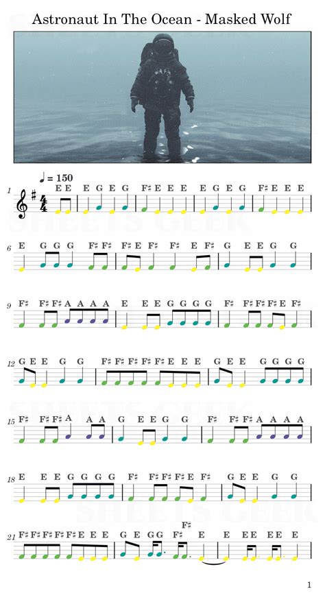 Astronaut In The Ocean - Masked Wolf | Easy Sheet Music