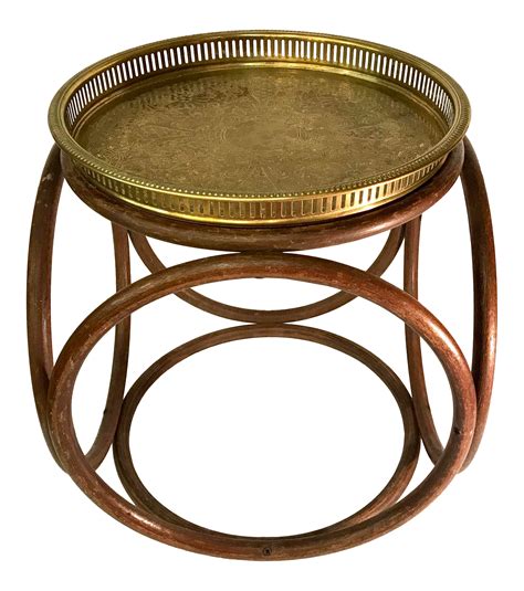 Mid Century Bentwood Table With Brass Tray Top on Chairish.com | Brass tray, Side table, Mid ...