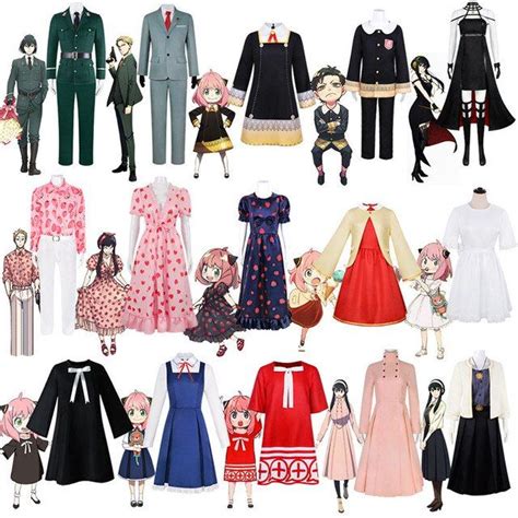 Anime Spy X Family Anya Yor Forger Loid Cosplay Costume Black Dress Uniform Full Set Stockings ...