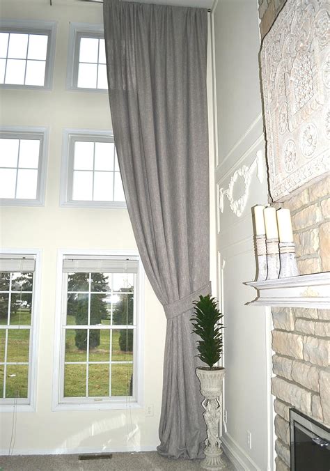 Buy Ikiriska Extra Long Luxury Gray Linen Curtain 16 17 18 20 24 feet, 2 Story Window Treatment ...