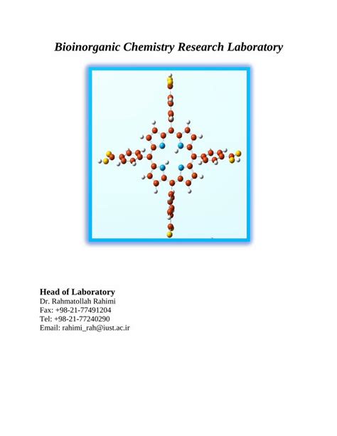 (PDF) Bioinorganic Chemistry Research Laboratory - دانشگاه علم و ... · PDF fileBioinorganic ...