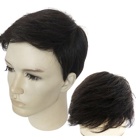 Black Wigs for Men Synthetic Wig Kinky Straight Kinky Straight Layered ...