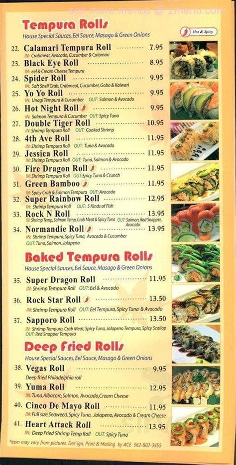 Blue Fin Sushi & Grill menu in Yuma, Arizona, USA