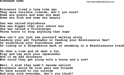 Johnny Cash song: Dinosaur Song, lyrics