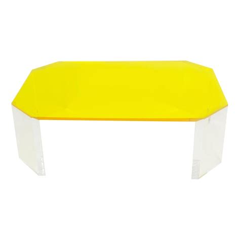 Yellow Lucite Coffee Table For Sale at 1stDibs