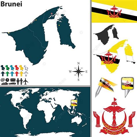 Map Of Brunei Geography Brunei Country Vector, Geography, Brunei ...