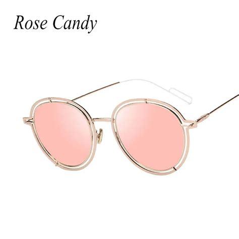 Rose Candy Round Rose Gold Sunglasses Women 2017 Fashion Brand Designer UV400 Mirror Sun Glasses ...
