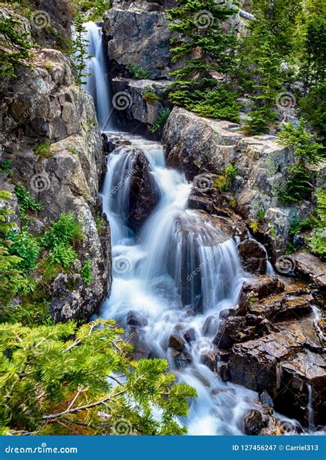 Waterfall in a Mountain Stream in Colorado Stock Image - Image of ...