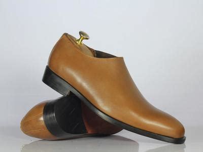 Handmade Men's Tan Dress Shoes, Men Leather Slip On Designer Shoes · The Leather Souq · Online ...