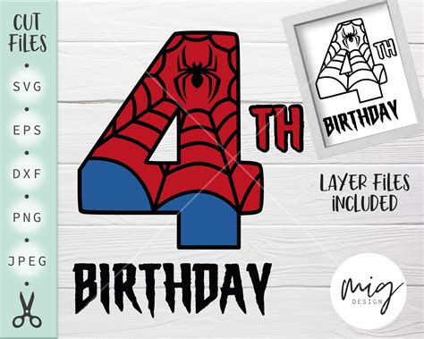 4th Birthday SVG, Birthday Boy SVG, Spiderman Birthday SVG, Happy ...