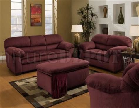 Red Wine Microfiber Sofa & Loveseat Set w/Optional Chair,Ottoman