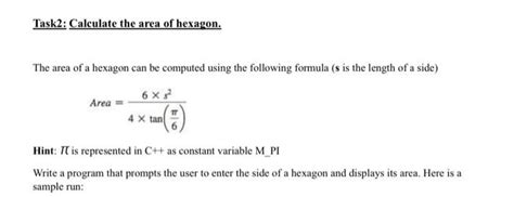 Solved The area of a hexagon can be computed using the | Chegg.com