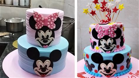 Boy and Girl Twins Birthday Cake Decorating |1st Step Mini Mouse and 2nd Step Micky Mouse Cake ...