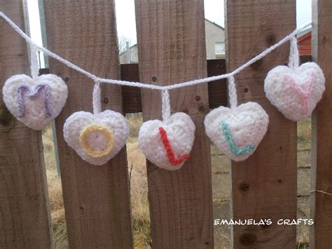 Crochet hearts garland -personalized