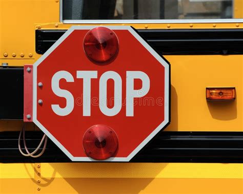 Stop sign on school bus stock image. Image of closeup - 16095925