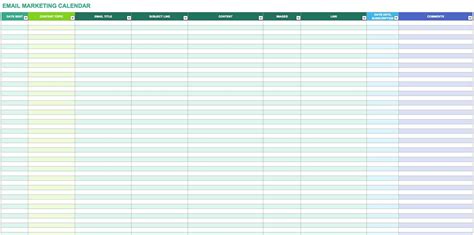 Email Marketing Calendar Template
