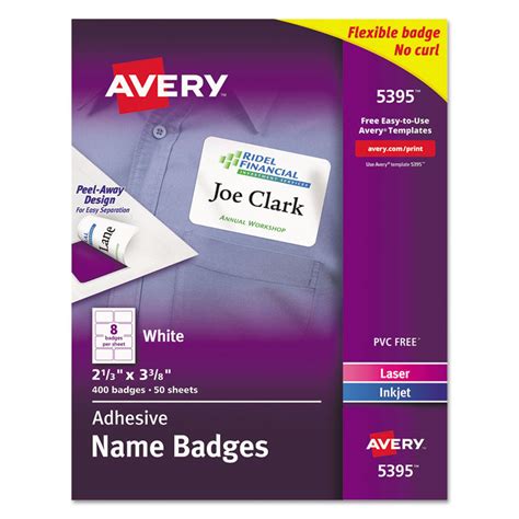 AVE5395 | Avery® 5395 Flexible Adhesive Name Badge Labels, 3.38 x 2.33 ...