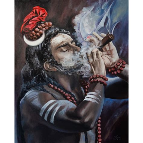 Lord Shiva Smoking Painting Original Art Canvas Artwork Wall | Etsy