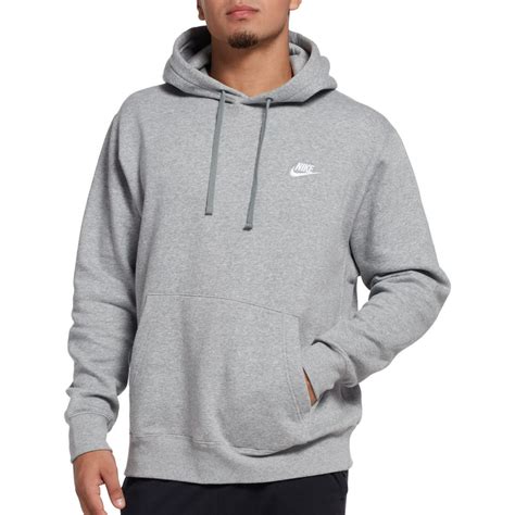 Nike - Nike Club Fleece Pullover Longsleeve Men's Hoodie Grey/White ...