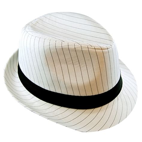 Pinstripe Gangster Hat - White