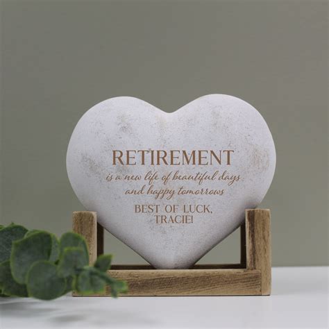 Retirement Gifts for Women Retirement Wooden Heart Keepsake Personalized Retirement Gift Retired ...