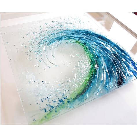 Contemporary Glass Wall Art I 'Large Breaking Wave' by Dreya Bennet