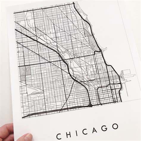 CHICAGO Map Hand Drawn Street Map ILLINOIS City Map Drawing | Etsy