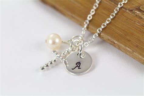 Baptism Gift for Girls Religious Jewelry Initial Cross