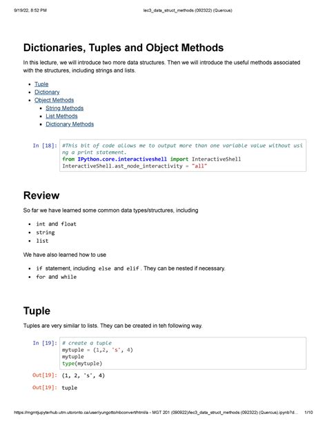 Lec3 data struct methods (092322) (Quercus) - Dictionaries, Tuples and Object Methods In this ...