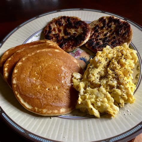 Walmart breakfast. Frozen sausage and pancakes with eggs. Freezer to ...