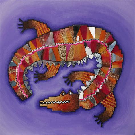 Indigenous Crocodile Painting by Claire Johnson