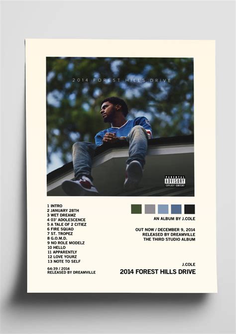 J.Cole '2014 Forest Hills Drive' Album Art Tracklist Poster – The Indie Planet