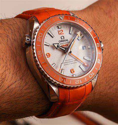 Omega Seamaster Planet Ocean GMT Orange Ceramic Watch In Platinum Hands ...