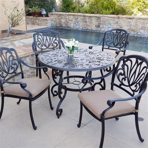 Elisabeth 5 Piece Cast Aluminum Patio Dining Set W/ 42 Inch Round Table By Darlee : BBQGuys in ...