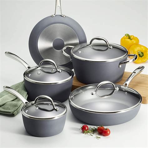 Tramontina Gourmet Induction Aluminum Nonstick Made in Italy, Slate Gray 9-Piece Cookware Set ...