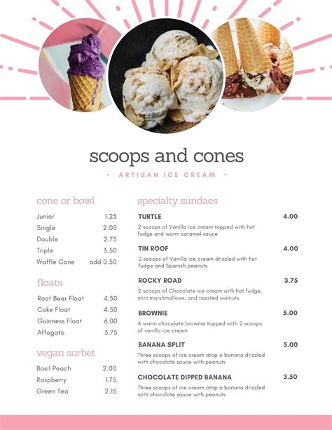 Free printable, customizable ice cream menu templates | Canva