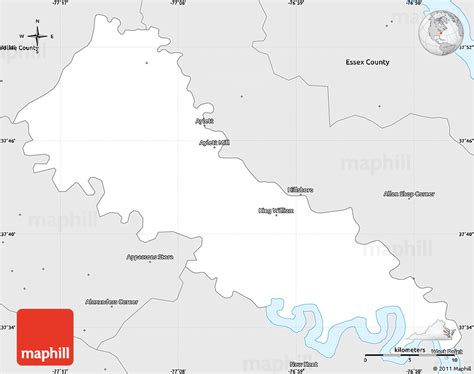 Silver Style Simple Map of King William County