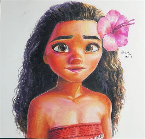 moana fan art colored pencil drawing by KR-Dipark on DeviantArt