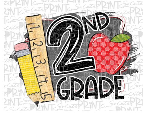 Back to School, Second Grade Chalkboard Clipart, PNG File for ...