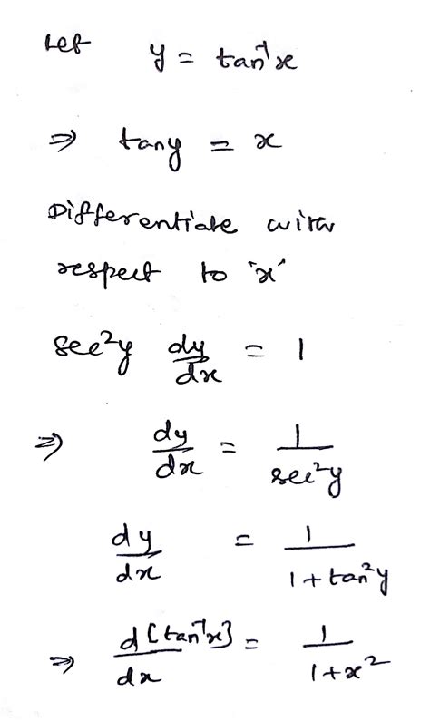 Differentiation of tan inverse x is ? - Brainly.in