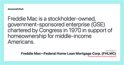 Freddie Mac—Federal Home Loan Mortgage Corp. (FHLMC) | AwesomeFinTech Blog