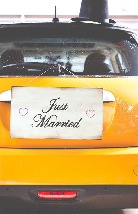 Poster Just Married stock image. Image of placard, drawing - 61294137