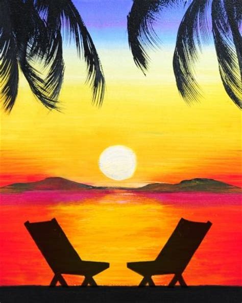 Sunset Beach Painting Easy - Tropical Sunset - sunset, ocean, island art print | ArizonaPaint3r ...